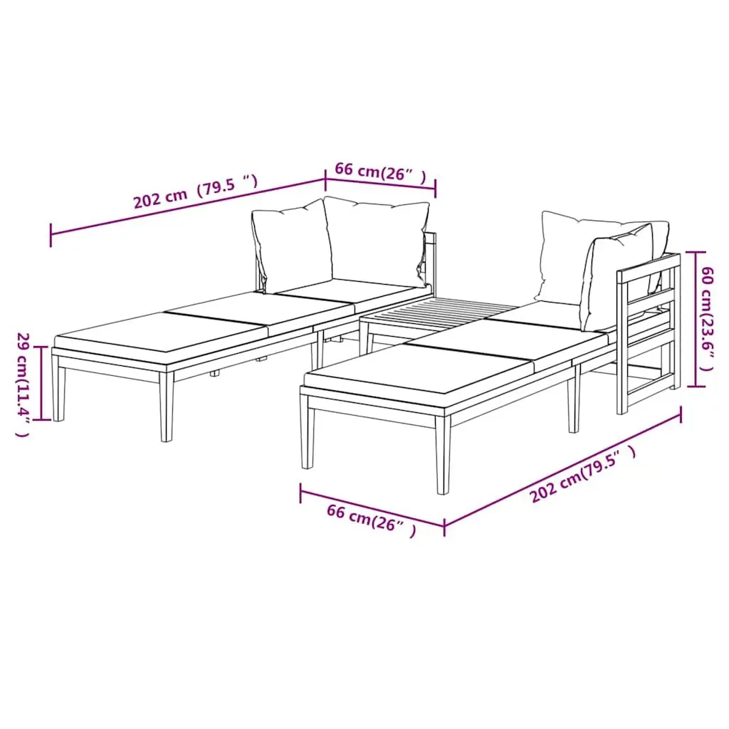 Wooden Garden Lounge Set 3 Piece Acacia Outdoor Furniture Grey Cushioned Patio