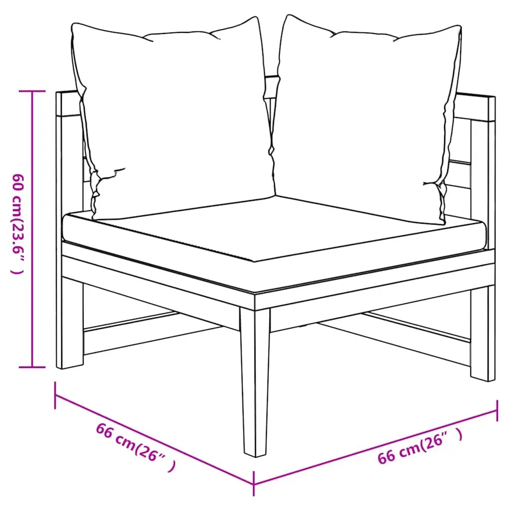 Garden Lounge Set Acacia Wood 3 Piece Outdoor Furniture Patio Sofa with Cream Cushions