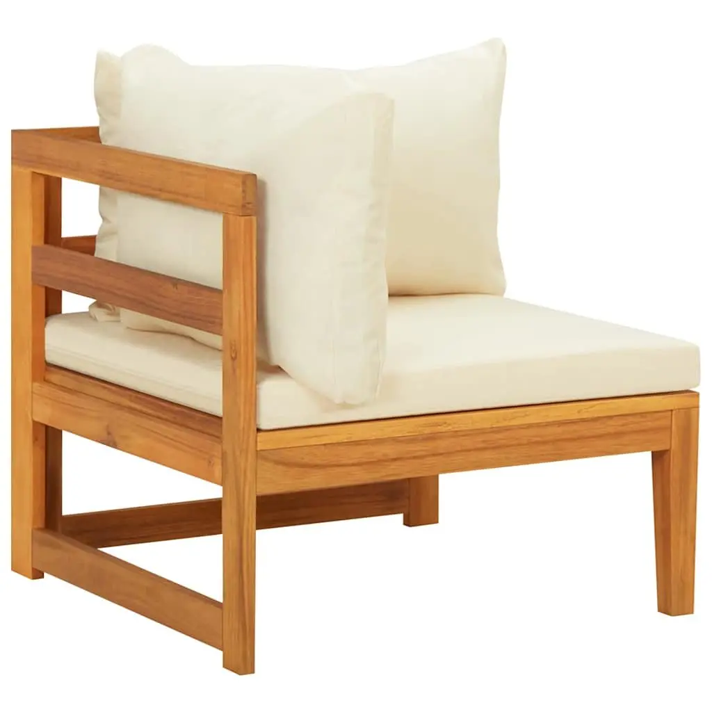 Garden Lounge Set Acacia Wood 3 Piece Outdoor Furniture Patio Sofa with Cream Cushions