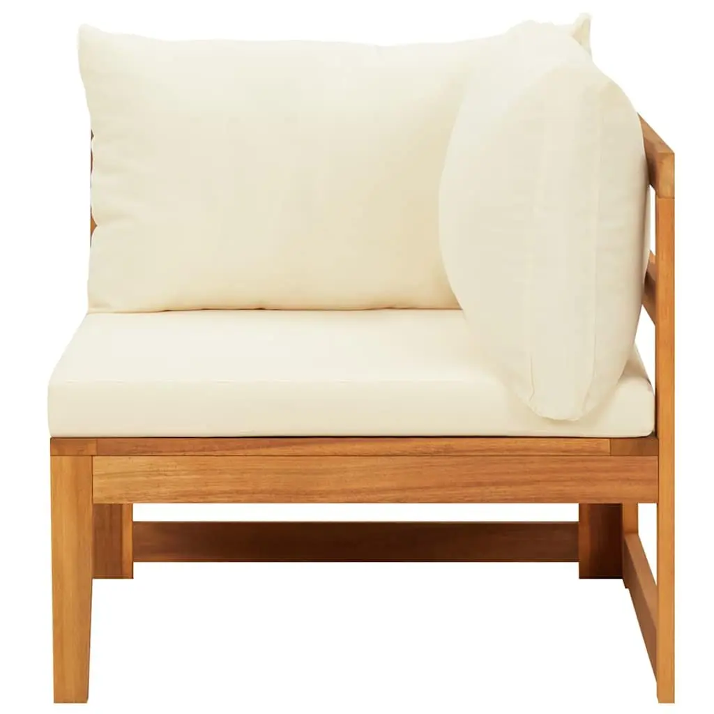 Garden Lounge Set Acacia Wood 3 Piece Outdoor Furniture Patio Sofa with Cream Cushions