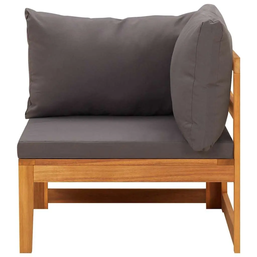 Garden Lounge Set Acacia Wood 3 Piece Outdoor Furniture Sofa with Grey Cushions