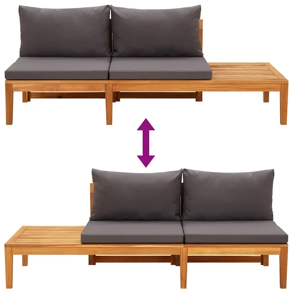 Garden Lounge Set 4 Piece Outdoor Patio Furniture Acacia Wood Grey Cushions