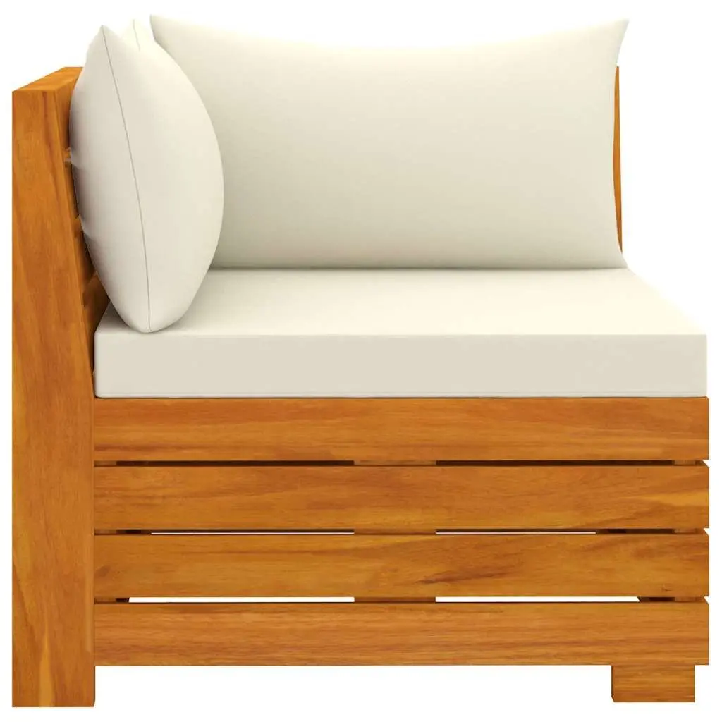 2-Seater Garden Sofa Solid Acacia Wood White Outdoor Lounge with Cushions