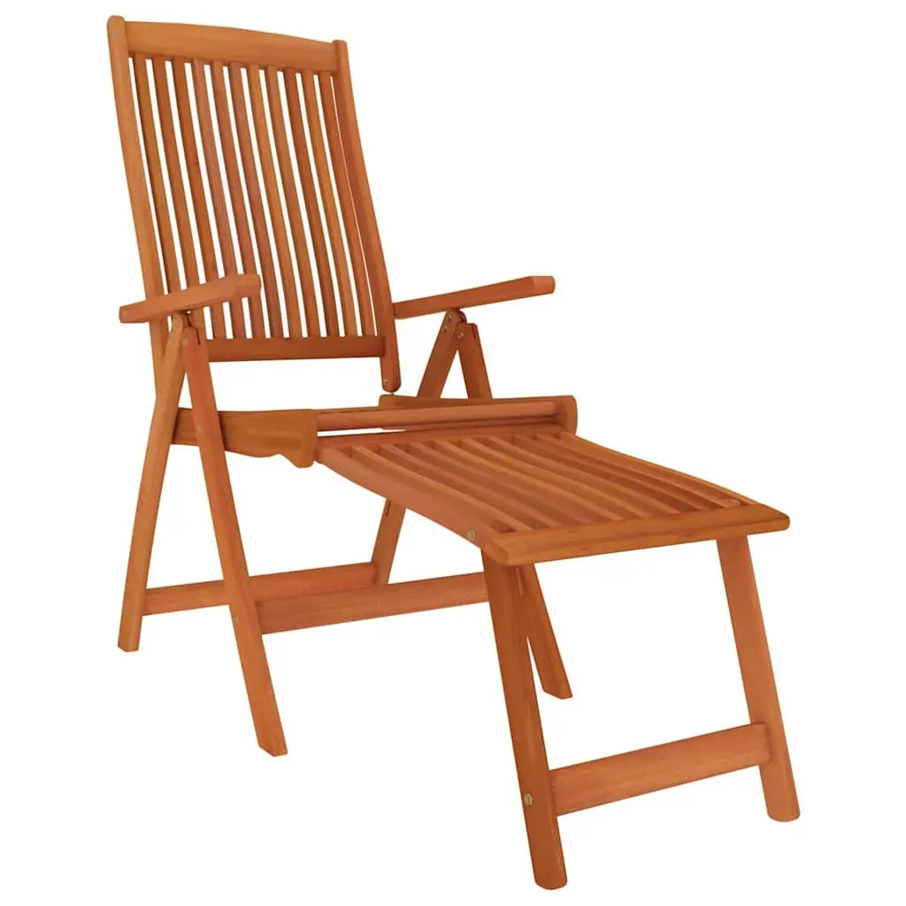 Garden Dining Set Solid Eucalyptus Wood 7 Piece Extendable Table Reclining Chairs Brown