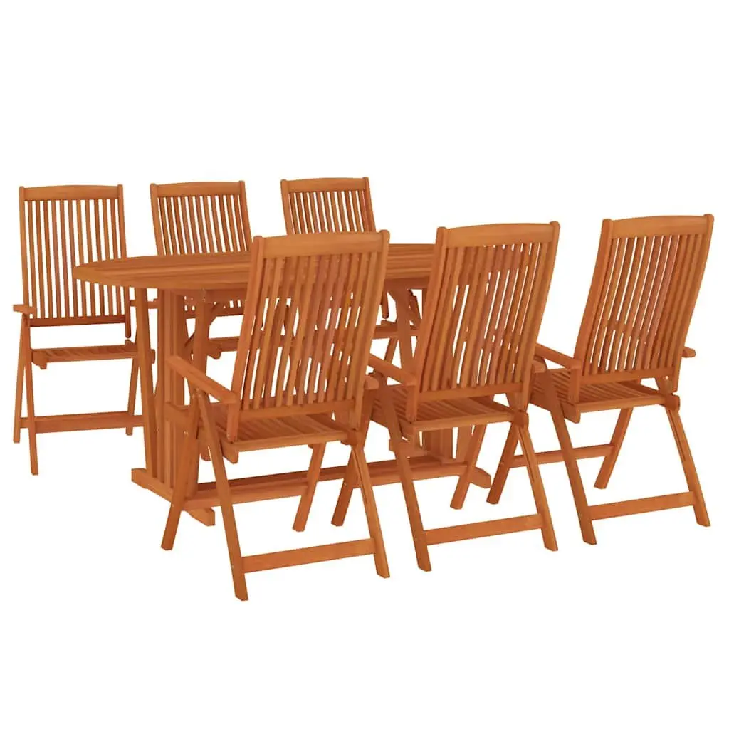 7 Piece Outdoor Dining Set Solid Eucalyptus Wood Garden Patio Table Chairs