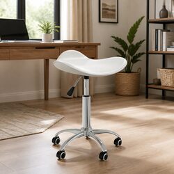 Functional White Faux Leather Office Chair for Home Use