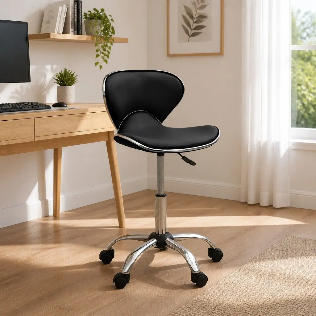 Office Chair Faux Leather Height Adjustable Swivel Black