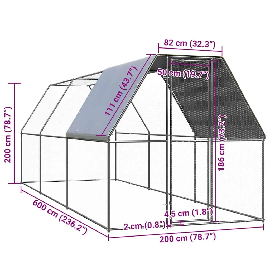 2x6x2m Outdoor Chicken Cage for Home Use