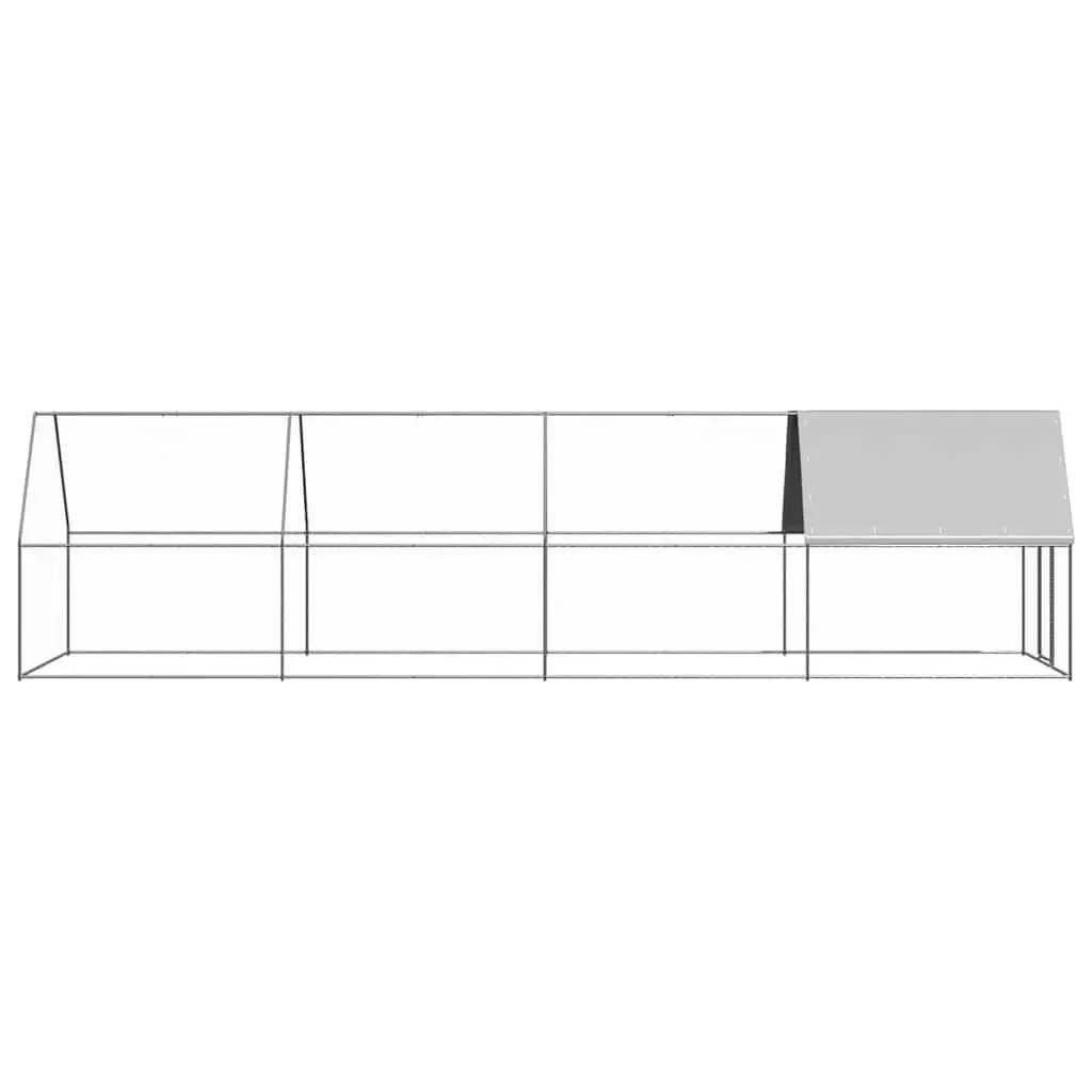 Outdoor Chicken Cage Enclosure Galvanised Steel 2x8x2m Silver