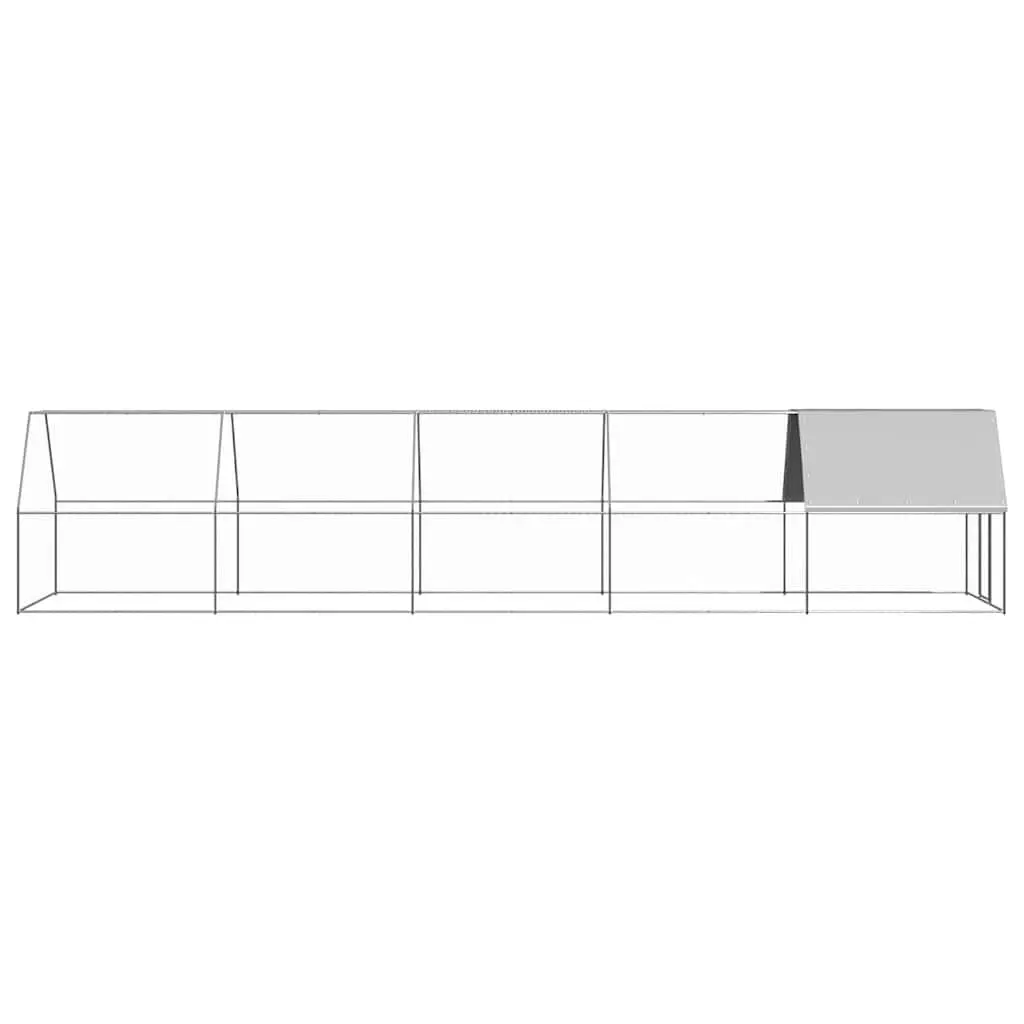 Outdoor Chicken Cage Run Enclosure Galvanised Steel 2x10x2m Silver