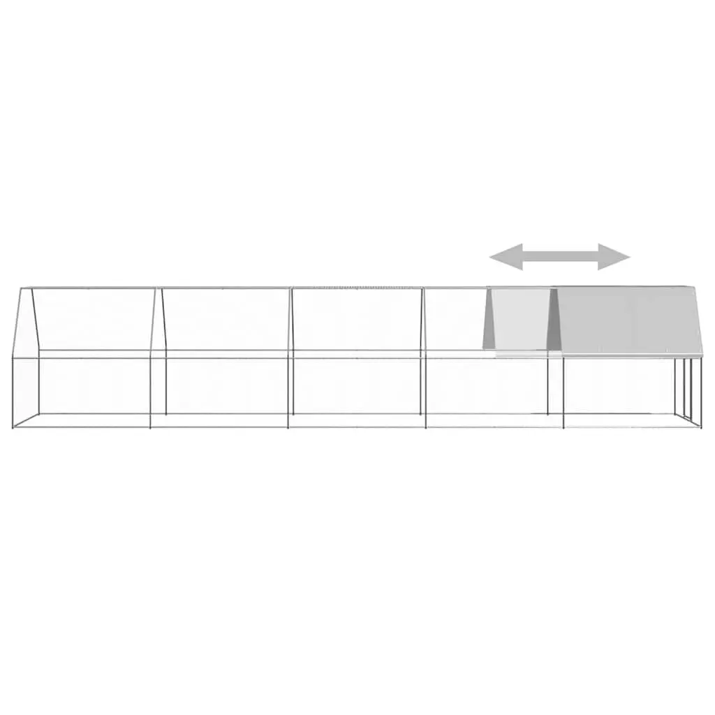 Outdoor Chicken Cage Run Enclosure Galvanised Steel 2x10x2m Silver