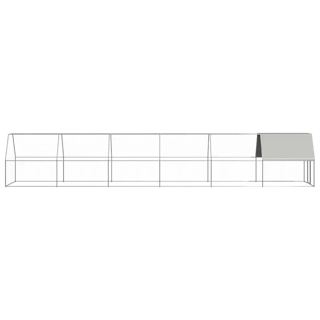 Outdoor Chicken Run Galvanised Steel Enclosure 2m x 12m Silver for Hens Ducks and Small Animals