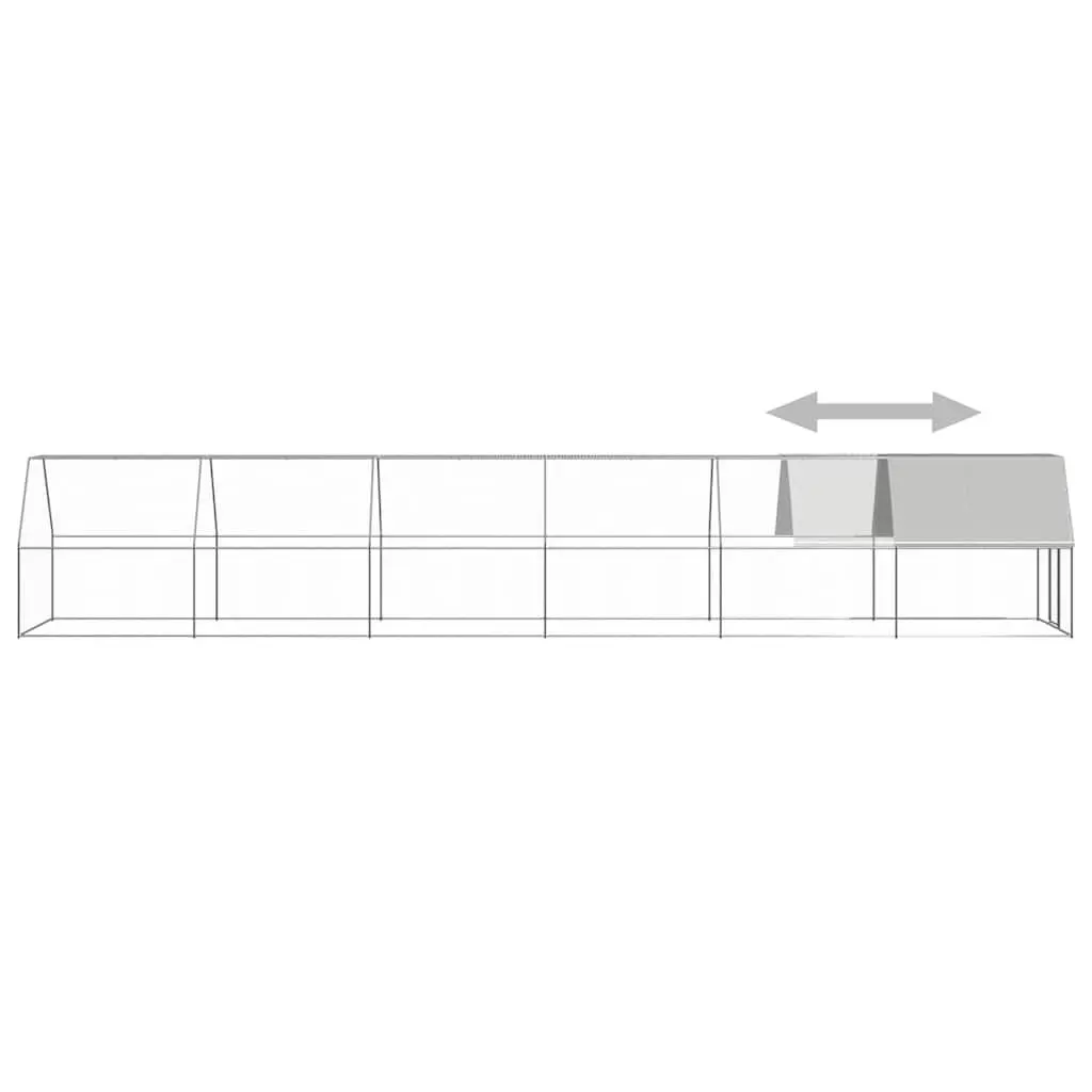 Outdoor Chicken Run Galvanised Steel Enclosure 2m x 12m Silver for Hens Ducks and Small Animals
