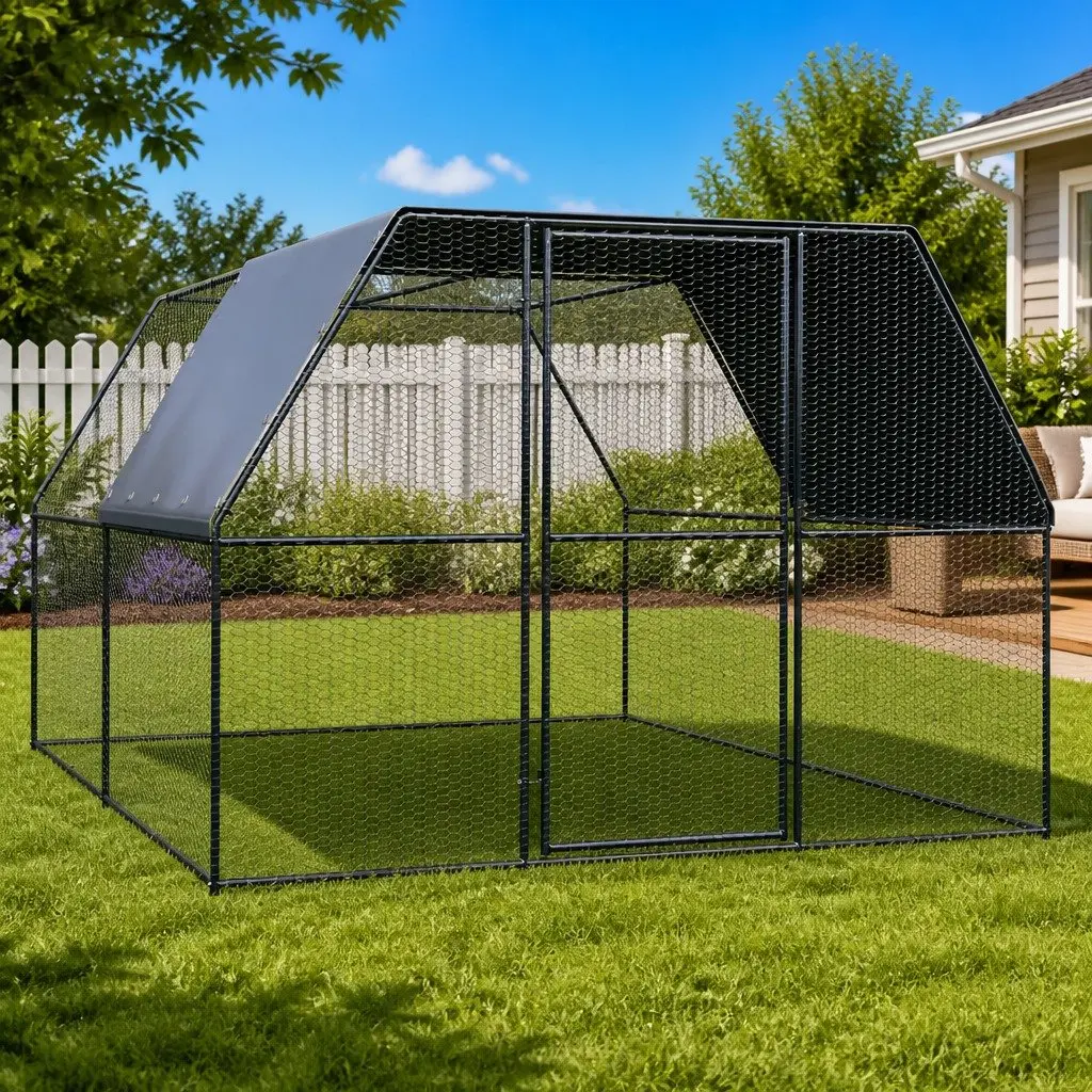 Outdoor Chicken Cage Galvanised Steel Large Animal Aviary Enclosure Run Spacious