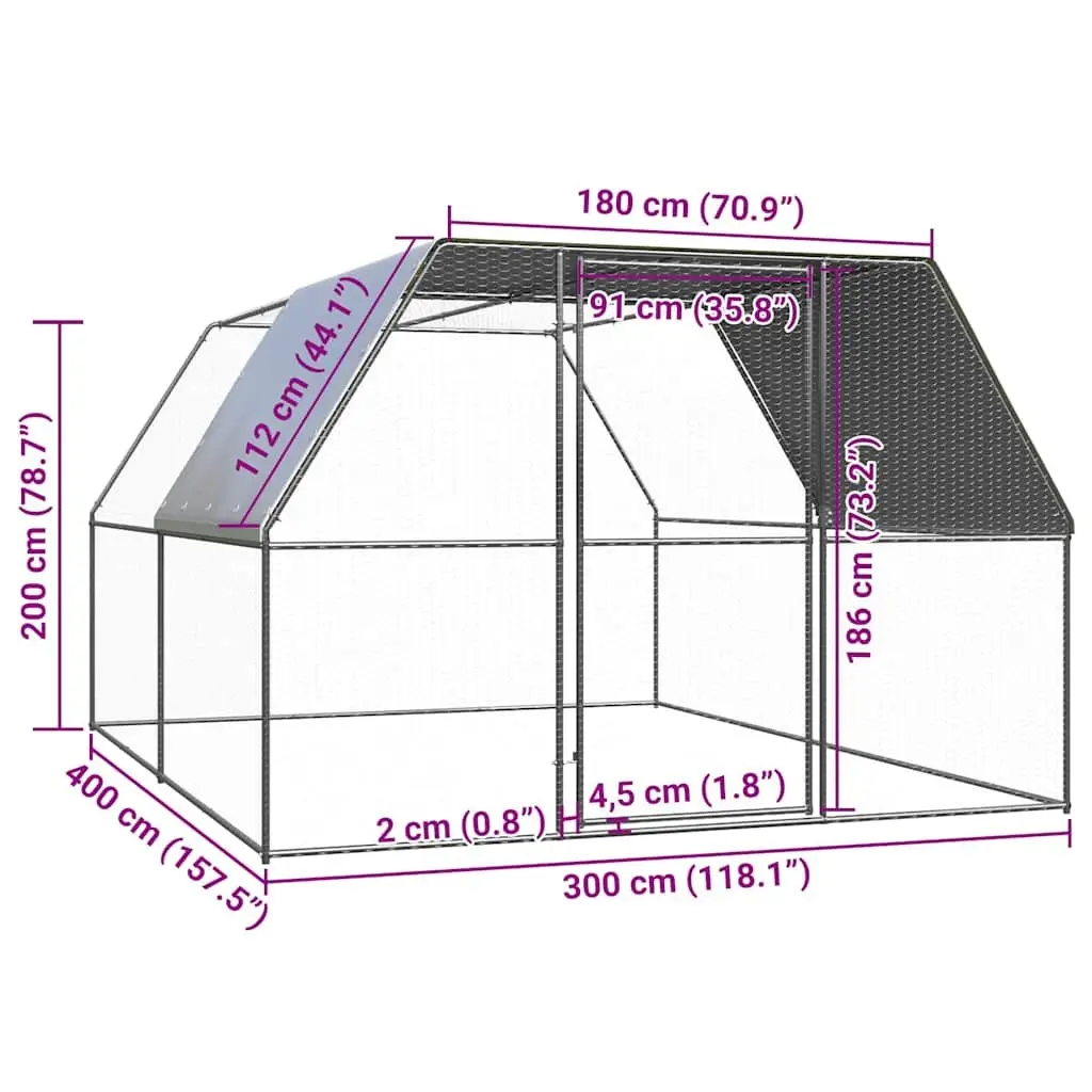 Outdoor Chicken Cage Galvanised Steel Large Animal Aviary Enclosure Run Spacious