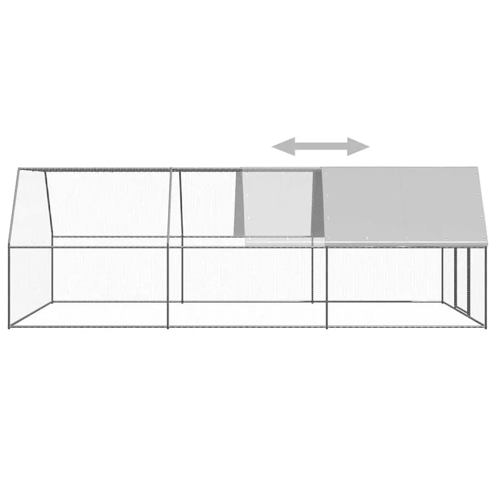Chicken Cage Galvanised Steel 3x6x2 m Silver Run Coop Aviary Enclosure Hen Duck