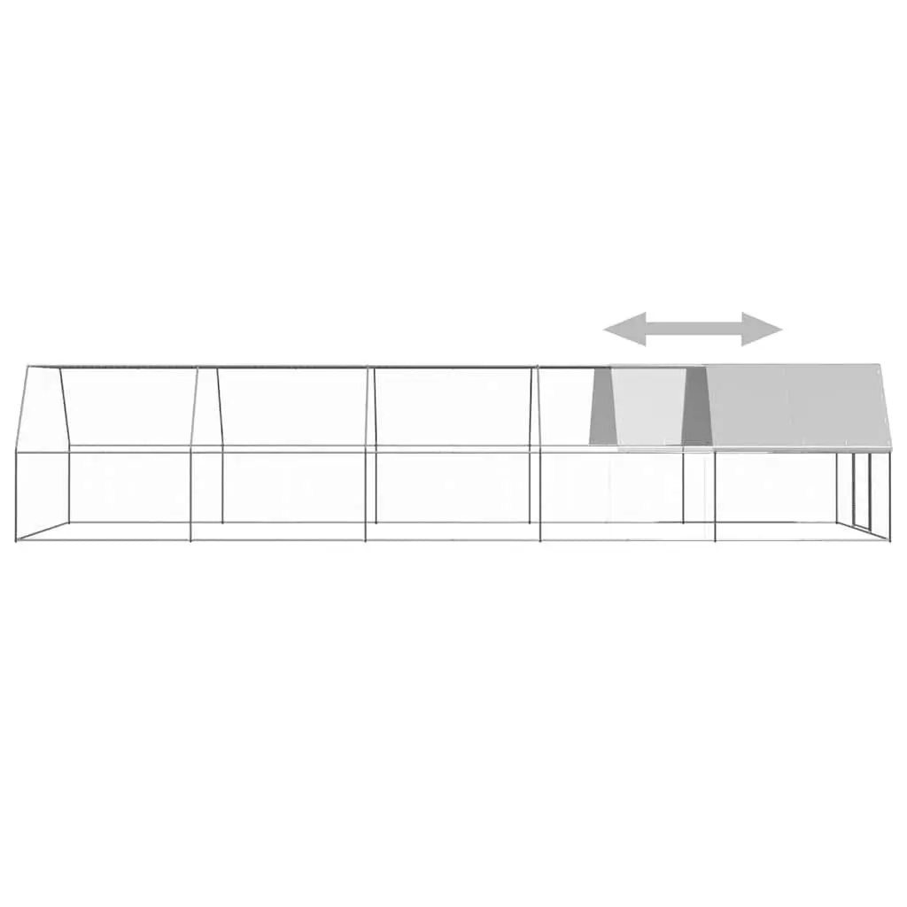 Outdoor Chicken Cage 3x10x2m Galvanised Steel Aviary Run Enclosure Small Animals