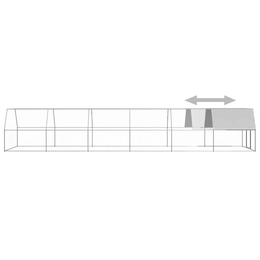 Outdoor Chicken Cage Galvanised Steel 3x12x2m Silver