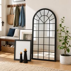 Black Iron Mirror 90x45 cm Indoor Wall Mounted Decorative Accent Home Decor
