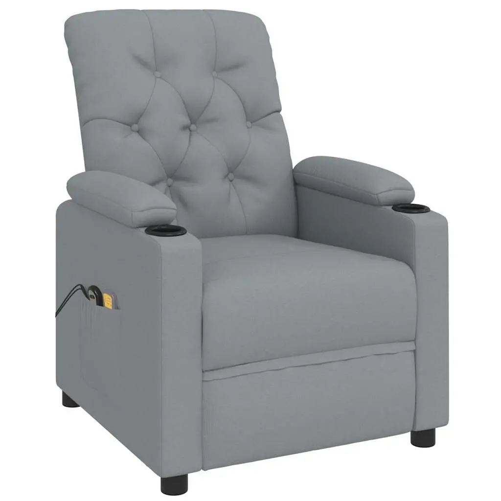 Stand Up Massage Chair Electric Recliner Grey Fabric with Lift Function and Vibration Massage