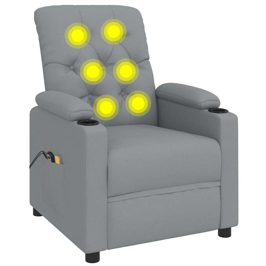 Stand Up Massage Chair Electric Recliner Grey Fabric with Lift Function and Vibration Massage