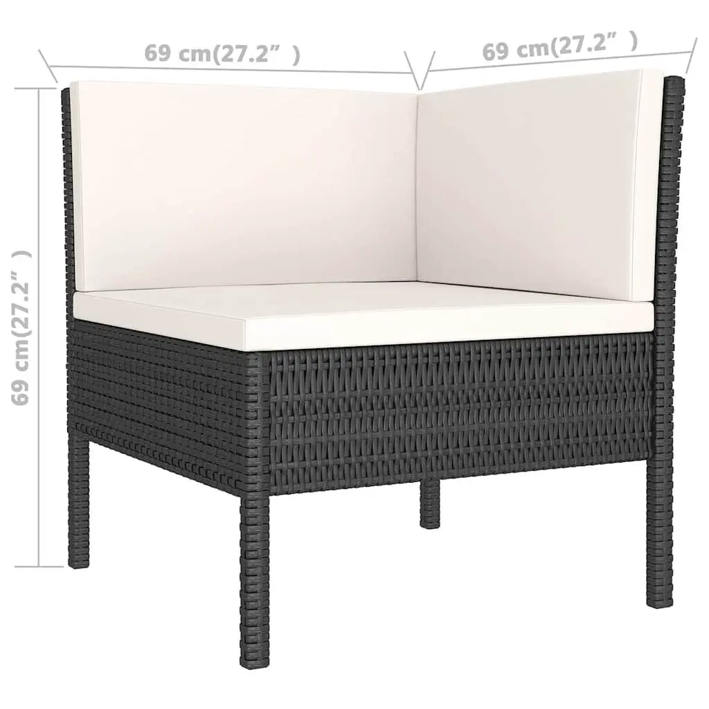 Garden Lounge Set PE Rattan 6 Piece Outdoor Furniture Black Patio Seating