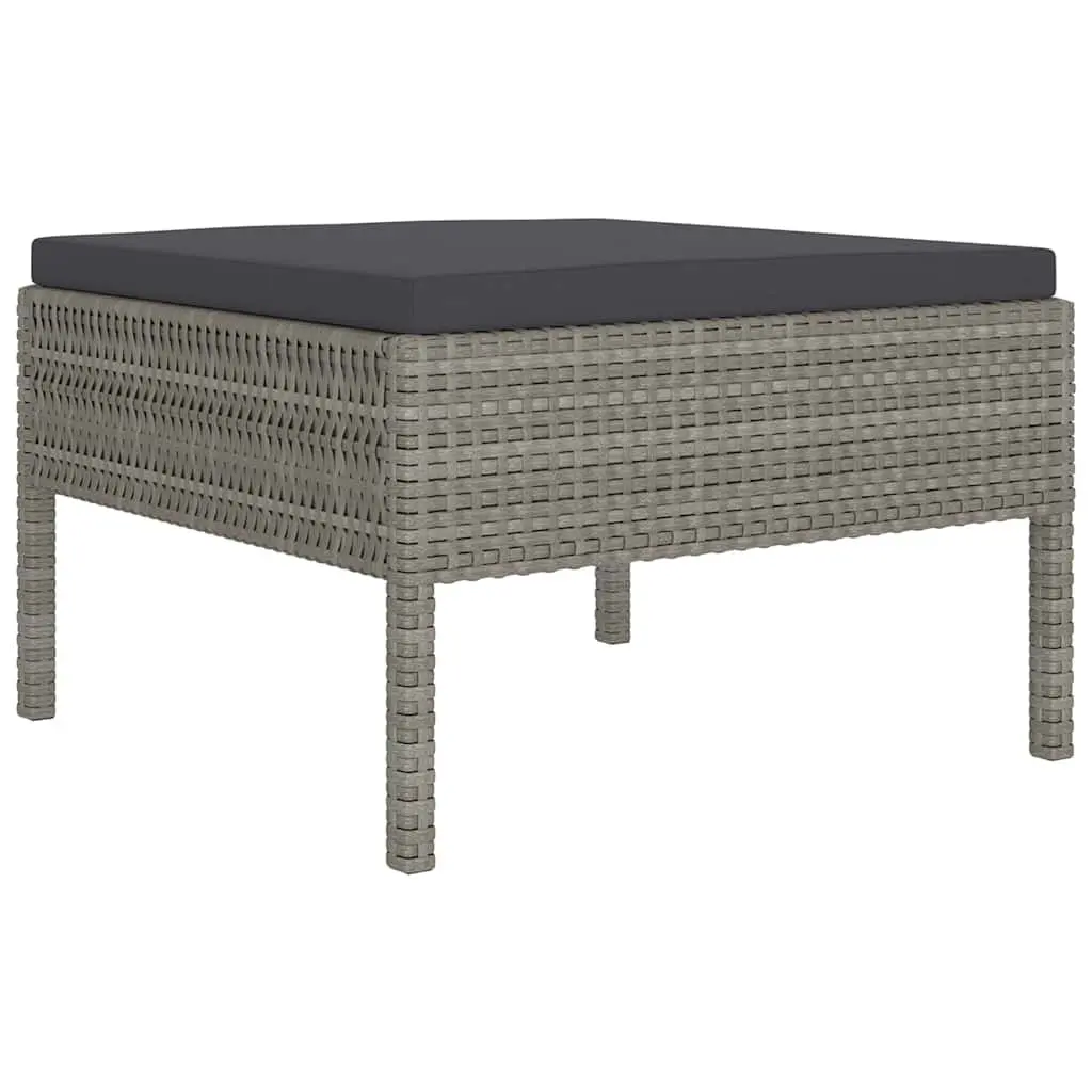Garden Lounge Set 6 Piece Outdoor Patio Furniture Grey PE Rattan with Cushions
