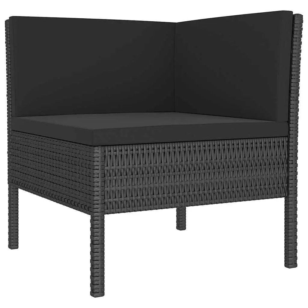 Garden Lounge Set PE Rattan 5 Piece Outdoor Patio Furniture with Cushions Black