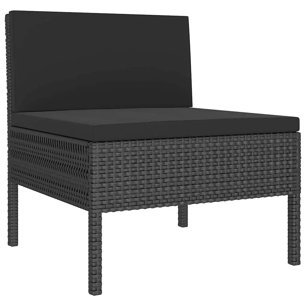 Garden Lounge Set PE Rattan 5 Piece Outdoor Patio Furniture with Cushions Black
