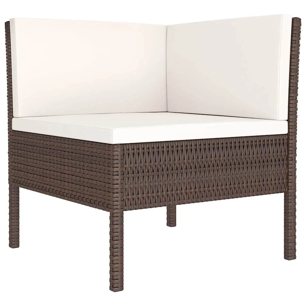 Garden Lounge Set PE Rattan 6 Piece Outdoor Furniture Brown Modular Seating
