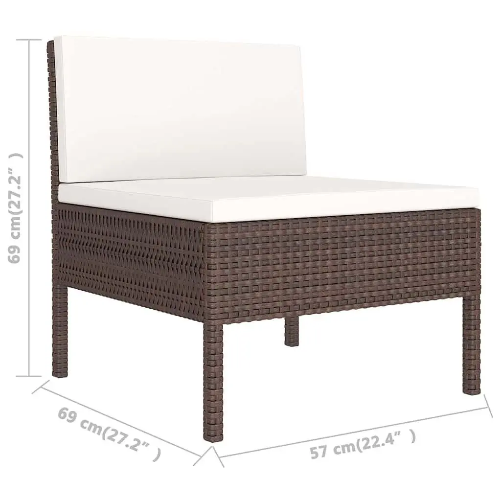 Garden Lounge Set PE Rattan 6 Piece Outdoor Furniture Brown Modular Seating