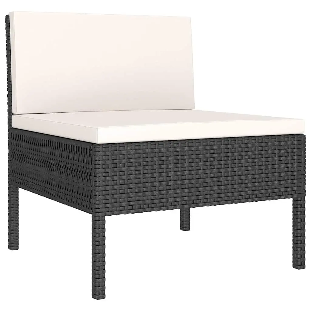 Garden Lounge Set 6 Piece Outdoor Furniture Poly Rattan Black with Cushions
