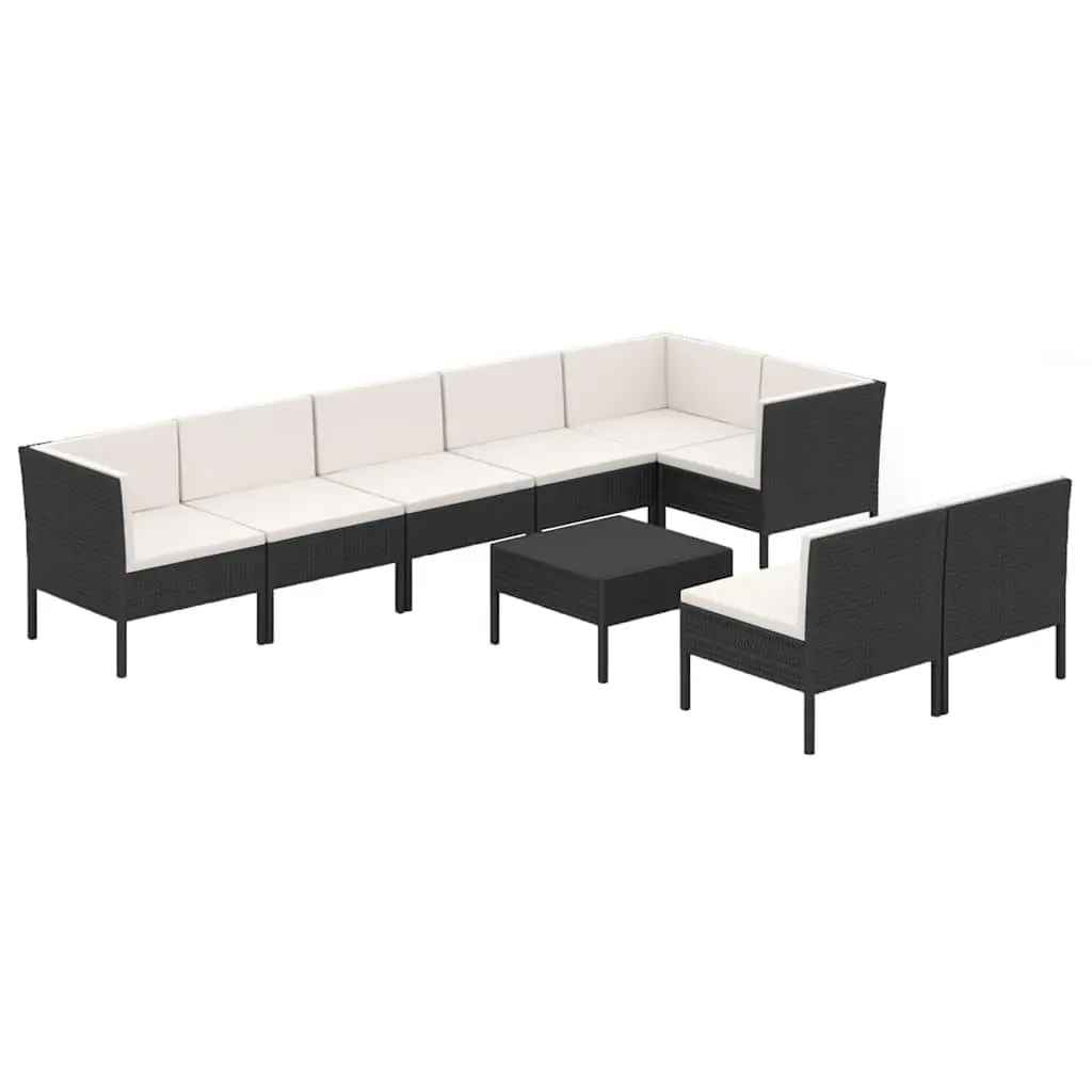 Garden Lounge Set 9 Piece Outdoor Furniture Patio Sofa with Cushions Black