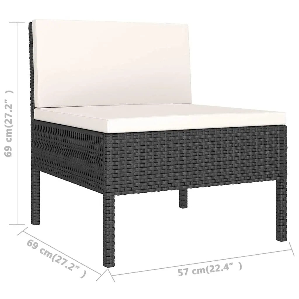 Garden Lounge Set Poly Rattan 9 Piece Outdoor Furniture Black Patio Seating