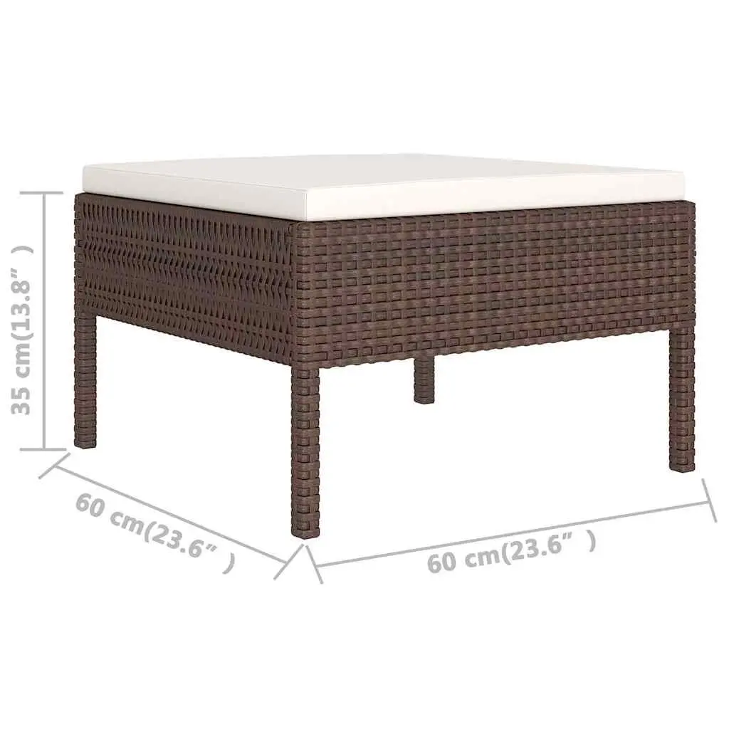 9 Piece Outdoor Garden Lounge Set Brown PE Rattan Patio Furniture with Steel Frame and Polyester Cushions