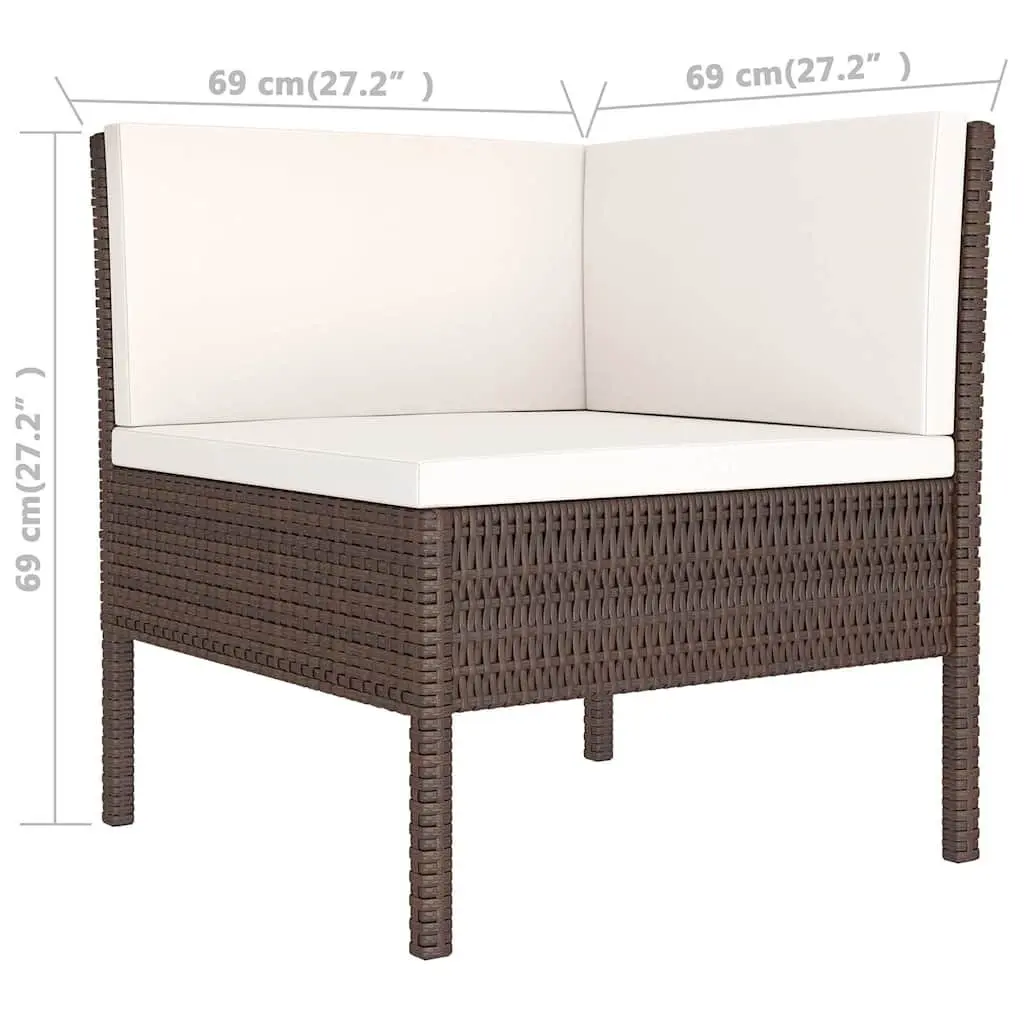 9 Piece Outdoor Garden Lounge Set Brown PE Rattan Patio Furniture with Steel Frame and Polyester Cushions