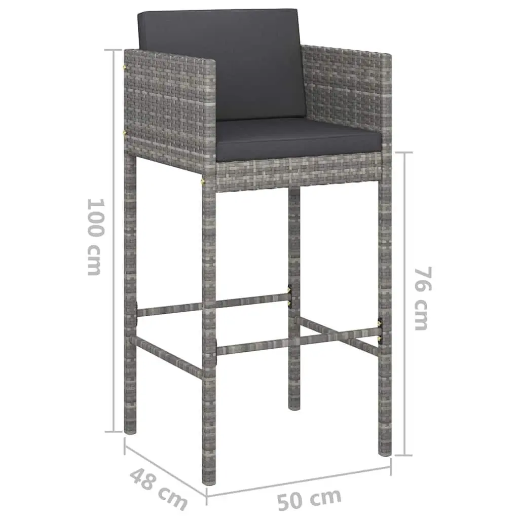 Garden Bar Set Poly Rattan 5 Piece Outdoor Bar Table Stools Grey
