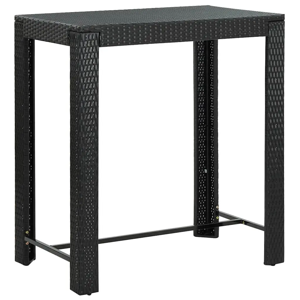 5 Piece Outdoor Rattan Garden Bar Set Black Cushions