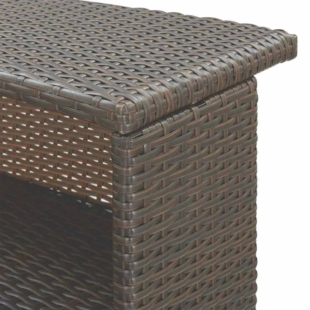 Outdoor Poly Rattan Bar Set 3 Piece Brown Cushioned Table and Stools
