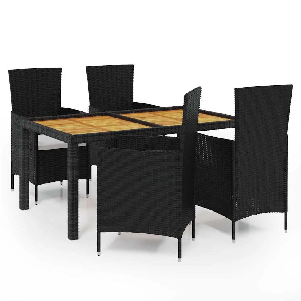 Outdoor Dining Set 5 Piece Garden Furniture Poly Rattan Cushioned Chairs Table