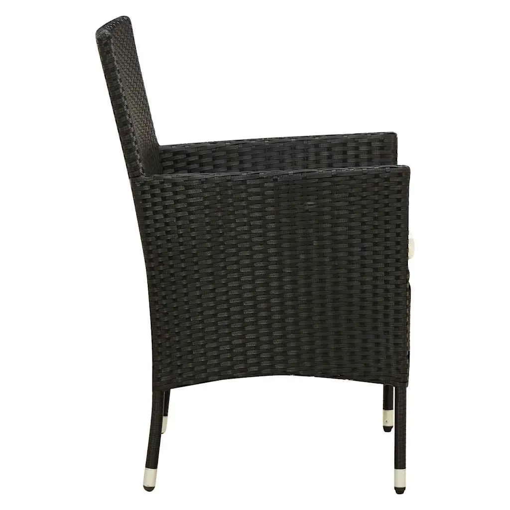 Outdoor Dining Set Poly Rattan 7 Piece Garden Furniture Black with Cushions