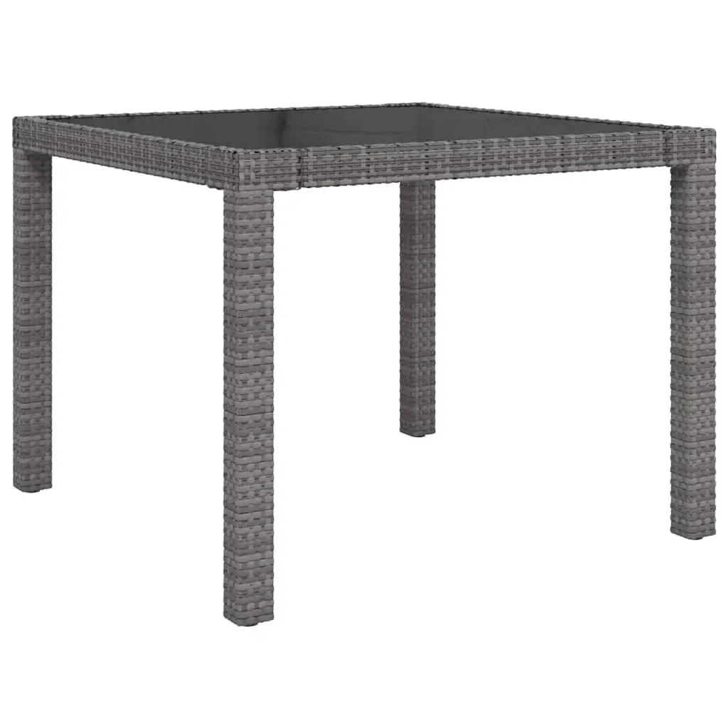 Outdoor Furniture Set Grey 5 Piece PE Rattan Steel Frame Dining Table and Chairs with Cushions