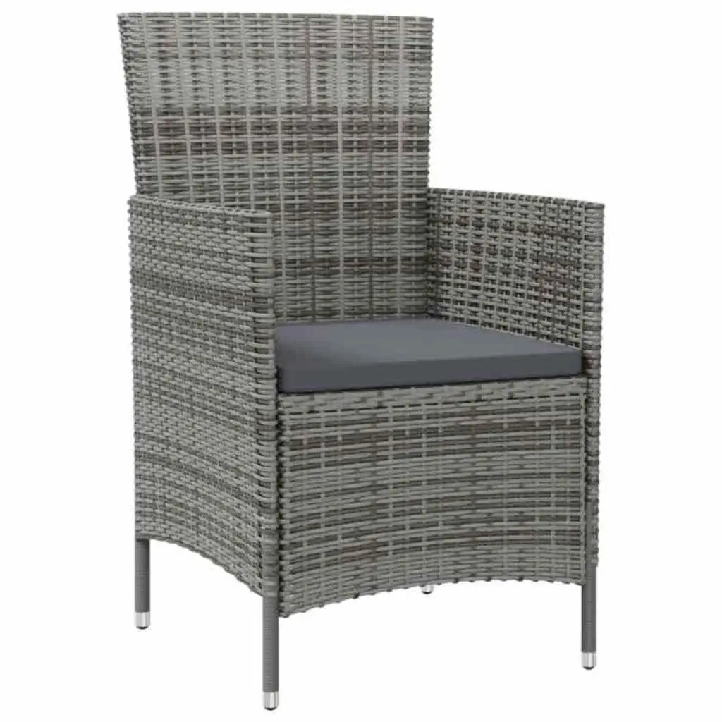 7 Piece Outdoor Dining Set Grey PE Rattan Steel Frame Garden Furniture Chairs Table