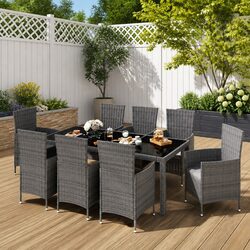 Practical 9-Piece Grey Outdoor Dining Set for Your Home