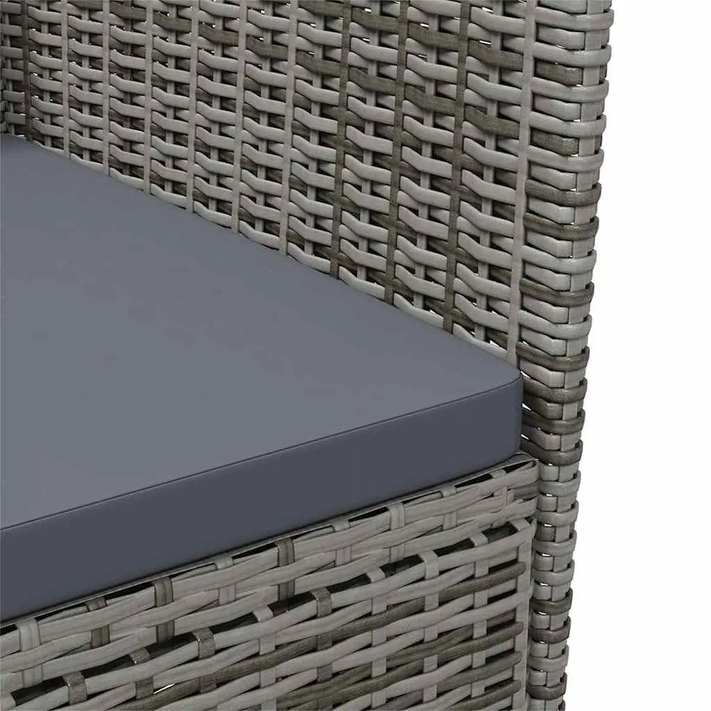 Outdoor Dining Set PE Rattan 3 Piece Grey Garden Furniture with Cushions