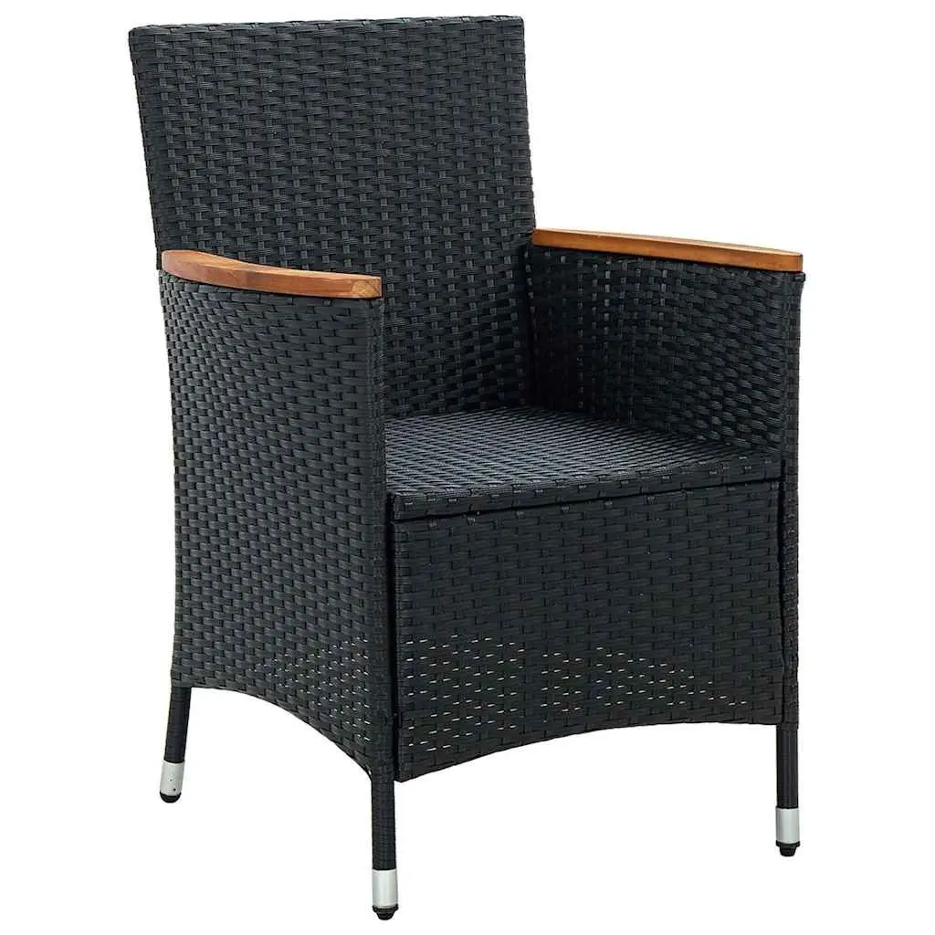 5 Piece Black Garden Dining Set with Removable Cushions Powder-Coated Steel Frame Weather Resistant PE Rattan Furniture