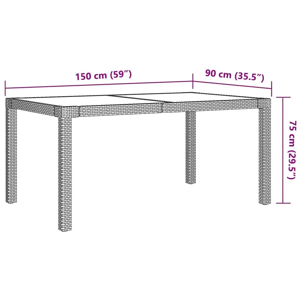 7 Piece Garden Dining Set Black Weather Resistant PE Rattan Furniture Table and Chairs