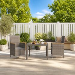 Practical 3 Piece Grey Dining Set for Your Garden