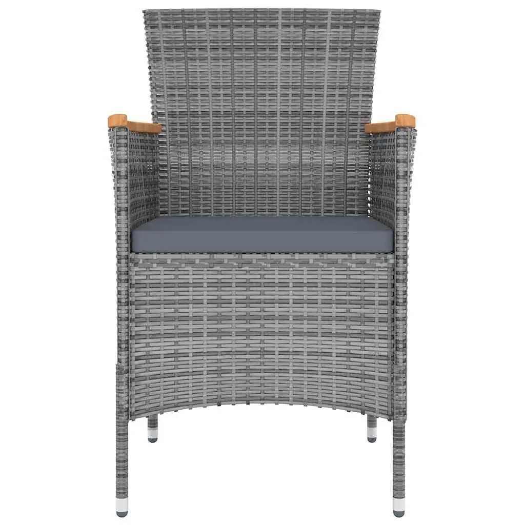 5 Piece Grey Garden Furniture Set Poly Rattan Outdoor Dining with Cushions