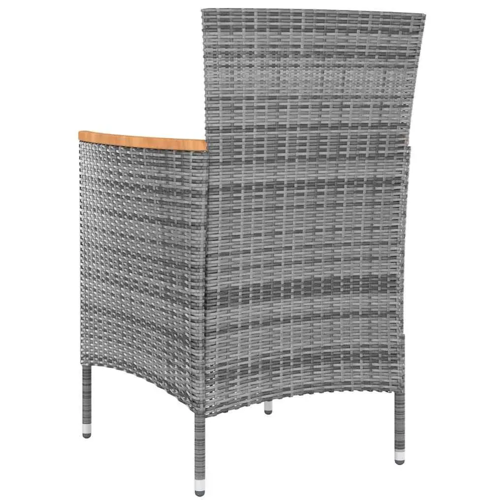 5 Piece Grey Garden Furniture Set Poly Rattan Outdoor Dining with Cushions